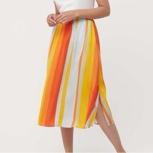 LOFT Vibrant Striped Multicolor A-Line Skirt